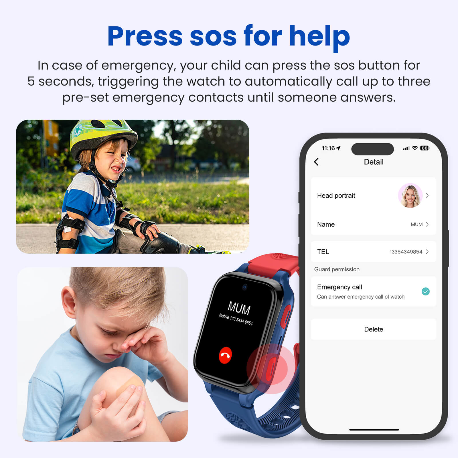 smartwatch for kids with sos button